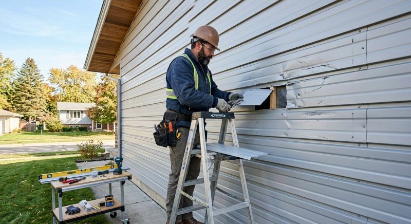Our team working on Siding Service projects in Wells, ME