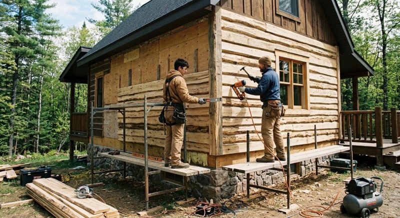 Log Home Siding Installation in Wells, ME
