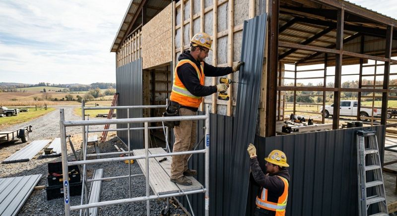 Metal Barn Siding Installation in Wells, ME