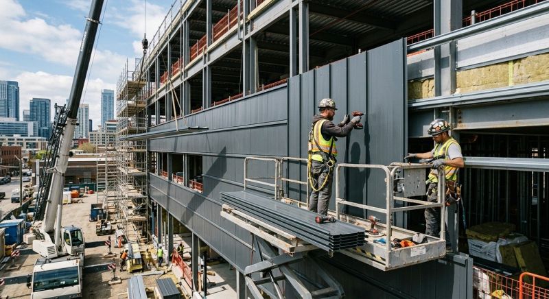 Steel Cladding Installation in Wells, ME